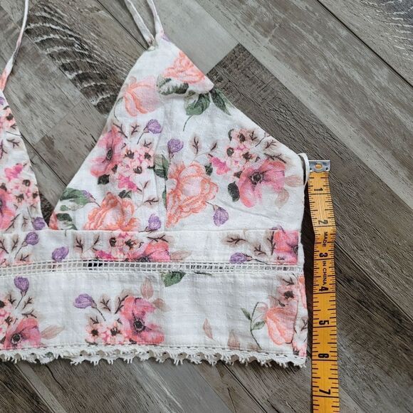 New Zara Floral Cotton Crop Top Size Medium - Picture 2 of 7